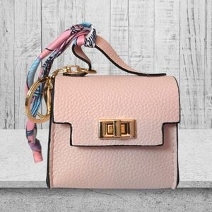 NWT Blush Faux Leather Mini Bag Charm Twilly Gold Hardware Keychain